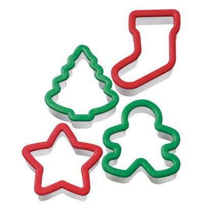 Set 4 cortadores mango ergonomico navidad