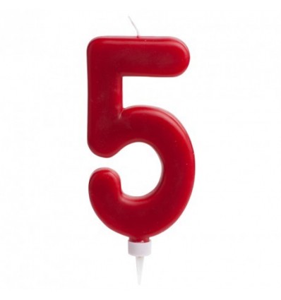 Vela gigante nº 5 Rojo de 15 cm