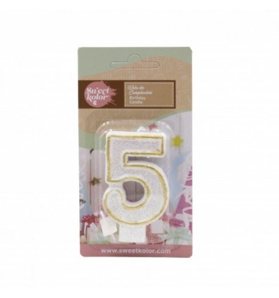 Vela de cumpleaños Oro nº 5