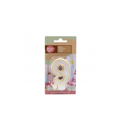 Vela de cumpleaños Oro nº 9