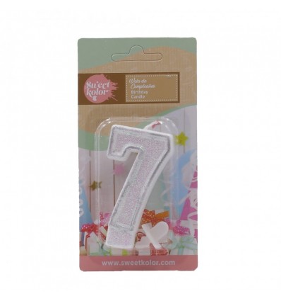 Vela de cumpleaños Plata nº 7