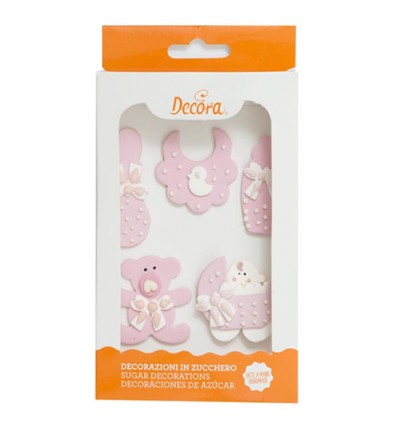 Decoraciones comestibles Bebe Rosa, 5 Ud