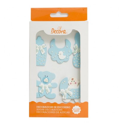 Decoraciones comestibles Bebe azul, 5 Ud