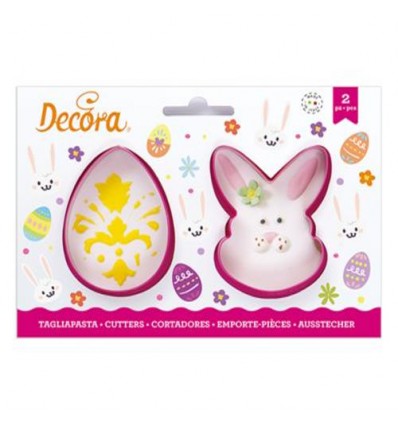 Set cortadores Cara de conejo y huevo Pascua