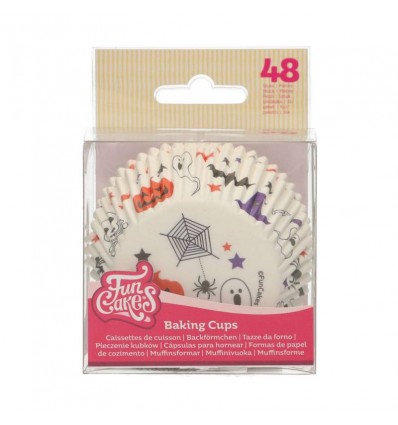 Cápsulas Standard blancas con dibujos Halloween,48 Ud