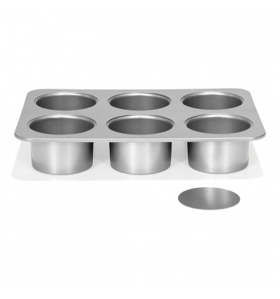 Bandeja molde para mini-tartas de queso 6 cavidades