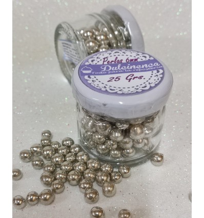 FORMATO MINI- PERLAS PLATA METALIZADAS 6 MM. - 20 GRAMOS