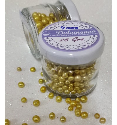 FORMATO MINI- PERLAS ORO METALIZADAS 4 MM. - 25 GRAMOS