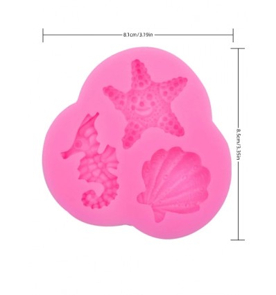 Molde silicona Concha, caballito y estrella de Mar