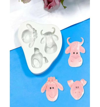 Molde silicona Cabeza animales GRANJA