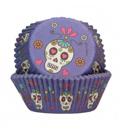 FUNCAKES BAKING CUPS DAY OF THE DEAD PK/48 HALLOWEEN