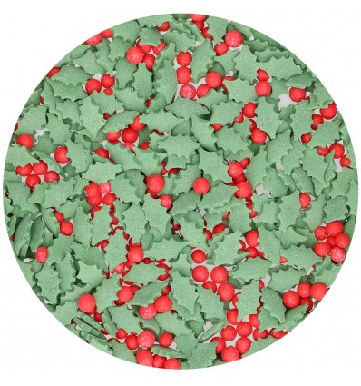 Sprinkles de Navidad Acebo y bayas,55G