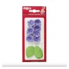 Conjunto8 FLORES VIOLETAS Y 5 HOLAS VERDES DE AZUCAR DEKORA ( 230063)