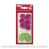 Conjunto 8 FLORES FUCSIA DE ÁZUCAR Y 5 HOJAS VERDES DEKORA