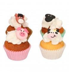 FUNCAKES SET DECORACIONES DE AZÚCAR ANIMALES DE GRANJA, 12U.