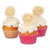 FUNCAKES DECORACIONES MAZAPÁN ROSAS BLANCAS, 6U.