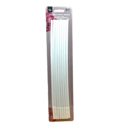 Palos plástico PACK 8 PILARES 30cm x 0,6cm para pasteles
