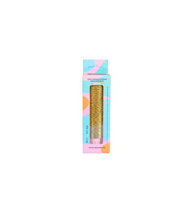 50 MINI CAPSULAS FIESTAS ROSA/ORO AZUCREN (3,5 CM. DIÁMETRO X 3 CM. ALTURA)