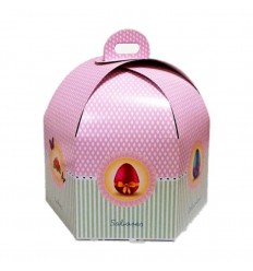 Caja Hexagonal rosa para pasteles 27 cm