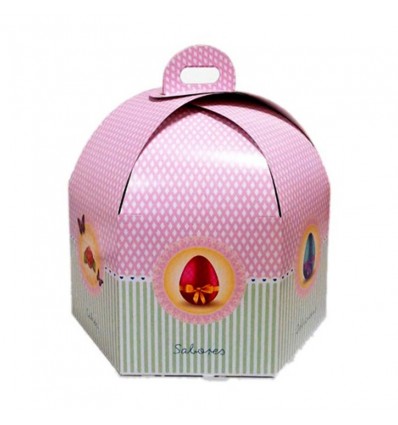 Caja Hexagonal rosa para pasteles 27 cm
