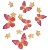 MINI FLORES AMARILLAS Y MARIPOSAS ROJAS DE OBLEAS WILTON