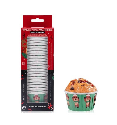 50 CAPSULAS PARA FIESTAS RENOS DE NAVIDAD AZUCREN ( 50 X 40 MM. ALTURA )
