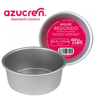 MOLDE BIZCOCHO REDONDO ANODIZADO 22.5 X 7.5 CM. AZUCREN